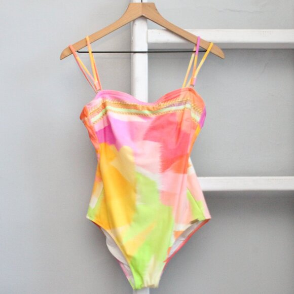 Maryan Mehlhorn Other - Maryan Mehlhorn Colorful Chain Accent Underwire One-Piece Swimsuit Size 12 C